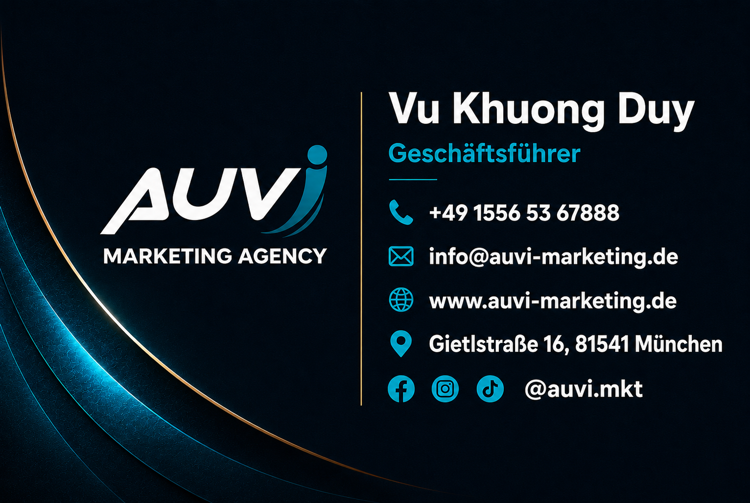 Danh thiếp thương hiệu AUVI Marketing Agency